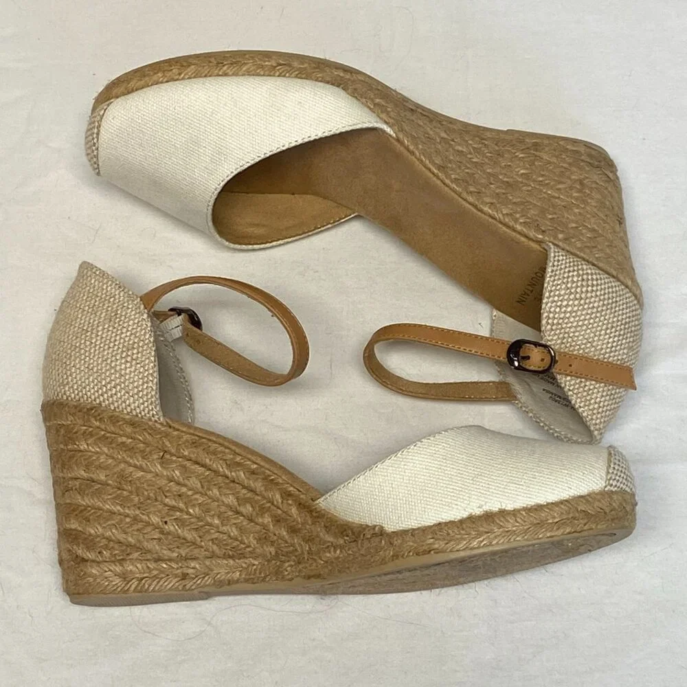 White Mountain Mamba Espadrilles Neutral Rope Wedge Heels Ankle Strap 9.5 NIB